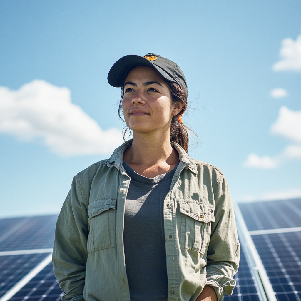 Femme photovoltaïcienne
